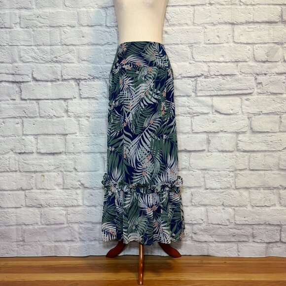 Walter Baker Dresses & Skirts - Walter Baker Navy Blue Floral Palm Print Tiered Maxi Skirt